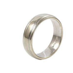 Solid Comfort Fit 14K White Gold Smooth Step Edge Wedding Band Ring Size 8.5